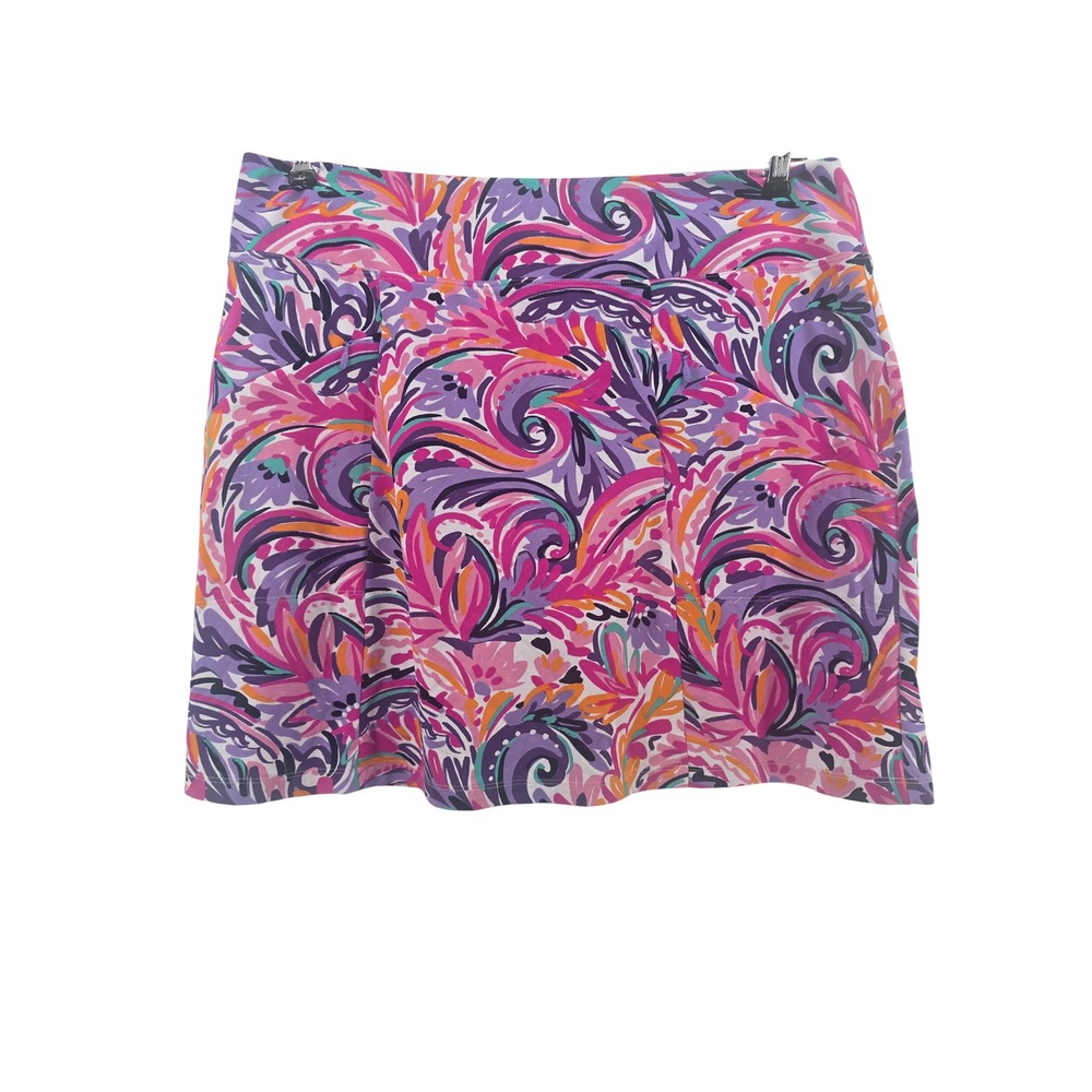 IBKÜL Skort Womens Large Paisley Pink Purple UPF 50+ Performance EUC